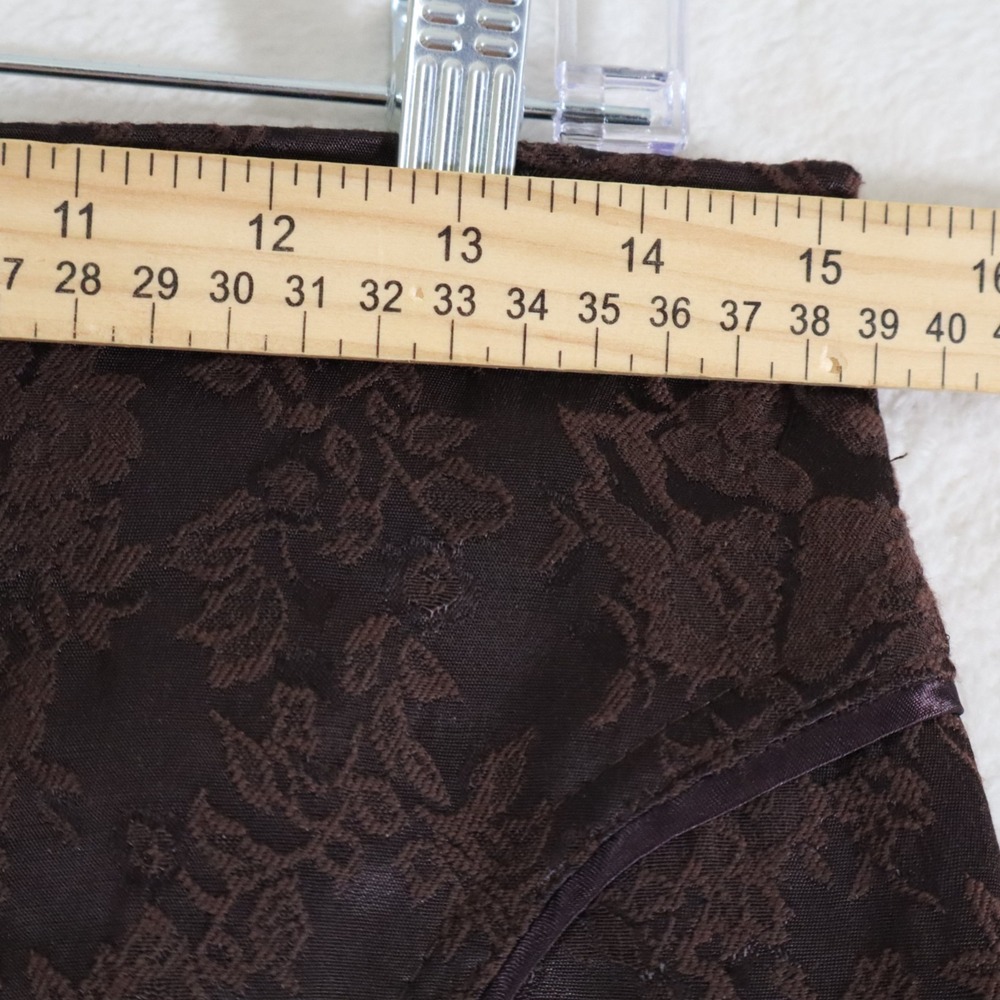 bebe Womens 6 Brown Floral Jacquard Pencil Skirt Side Zip Back Vent Made in USA - Picture 4 of 8